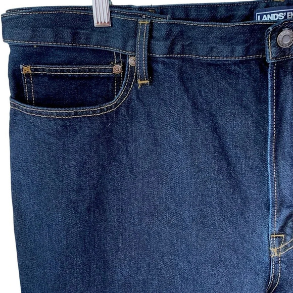 Lands' End New Square Rigger Traditional Fit Denim Dark Blue Jeans 42X26 Classic - Picture 6 of 16
